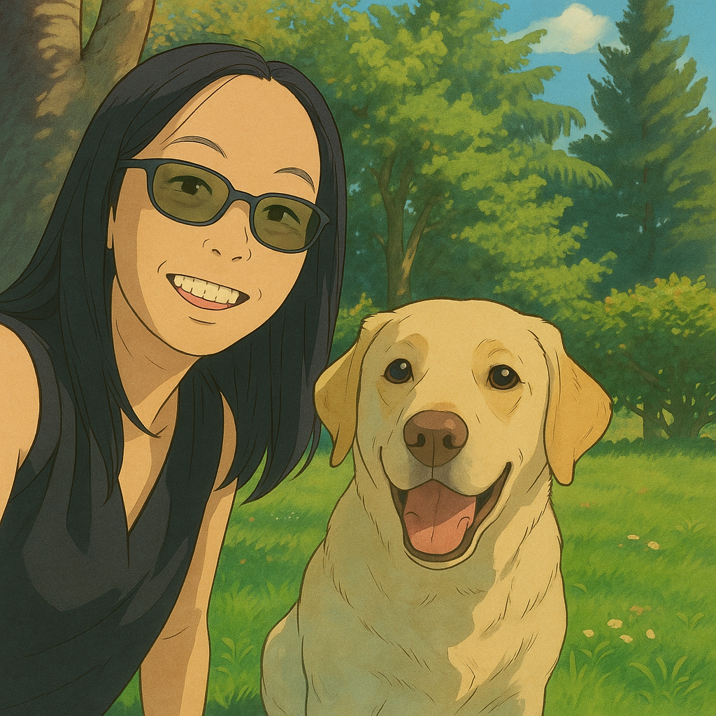 Our founder with her dog and cats