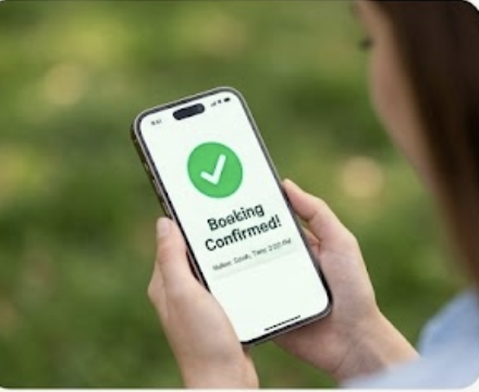 Booking confirmed on a phone screen