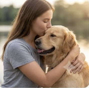 Happy, well-cared-for dog at home